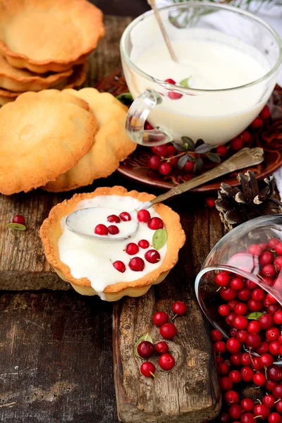 Torta de cranberries com mousse de chocolate branco — Fotografia de Stock