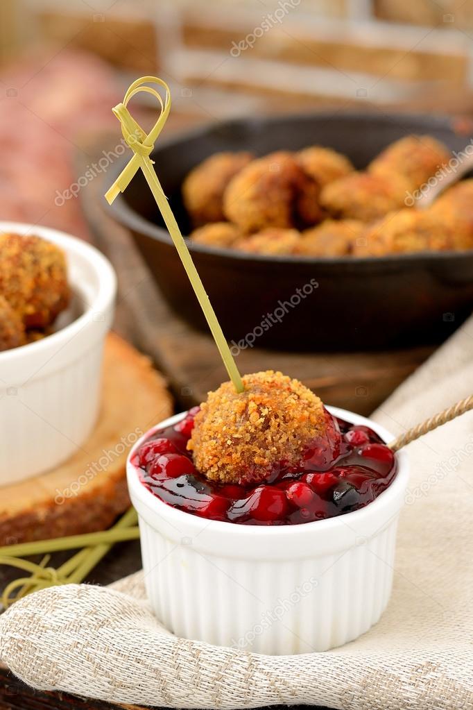 Meatballs with cranberry sauce