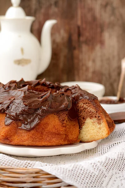 Marble Cake White and Dark Chocolate — Stock Photo, Image