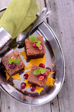 kek dilimleri ile kızılcık, gıda portre