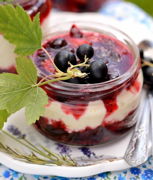 Naturjoghurt mit frischen Beeren — Stockfoto