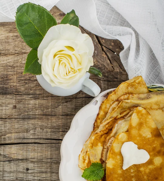 Panquecas com morango — Fotografia de Stock