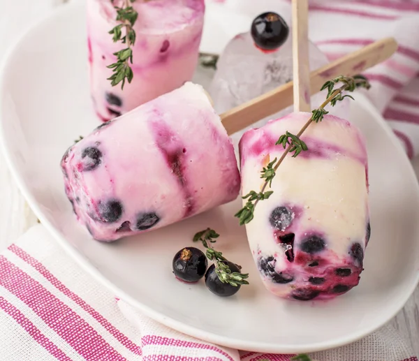 Homemade ice cream with berries blackberry