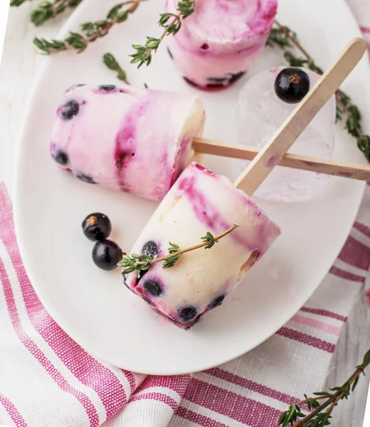 Домашнее мороженое с ягодами ежевики Лицензионные Стоковые Фото