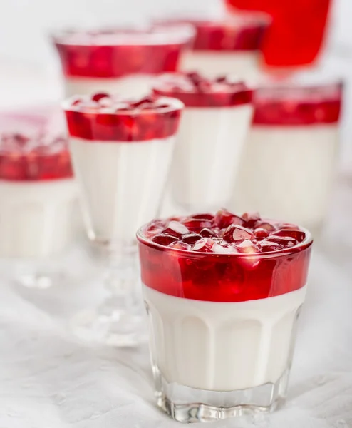 Pannacotta met granaatappel-gelei — Stockfoto