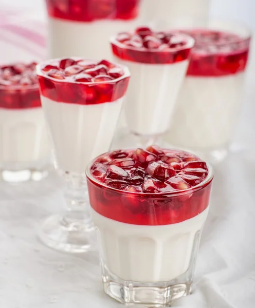 Pannacotta met granaatappel-gelei — Stockfoto