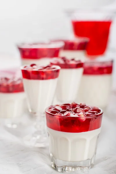 Pannacotta met granaatappel-gelei — Stockfoto