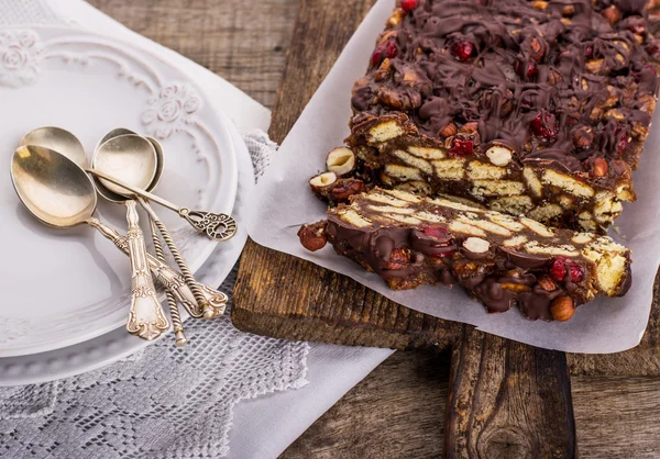 Gâteau au chocolat et biscuit Mosaic — Photo