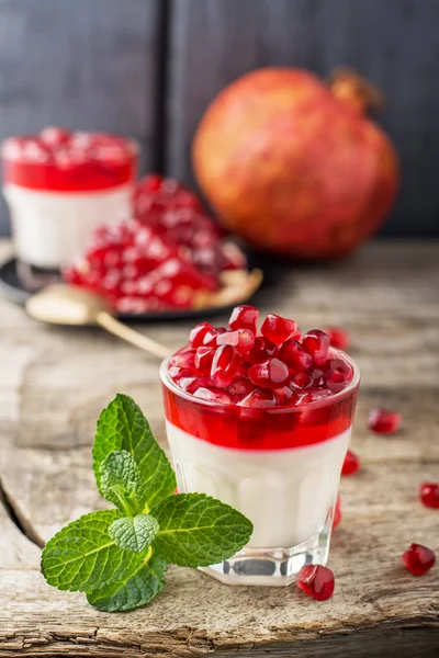 Pannacotta  with pomegranate jelly — Stock Photo, Image