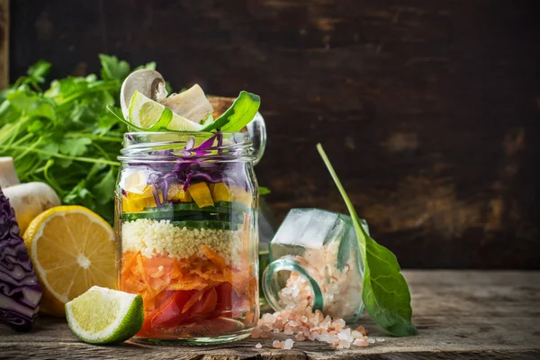 Fresh colorful salad in the jar — Stock Image Fresh colorful salad in the jar Stock Picture