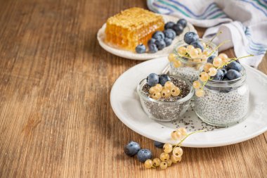 Chia seed pudding made with blueberries clipart