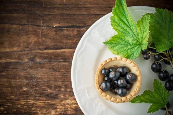 Deliciosas tortas crocantes com groselhas pretas — Fotografia de Stock