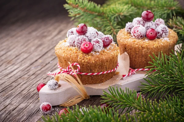Homemade muffins with golden ripe cranberries and coconut — Stock Photo, Image