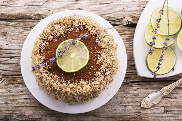 Delicate fragrant homemade cream pie with biscuit crumbs Royalty Free Stock Fotografie