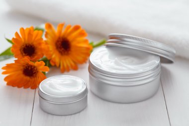 Yogurt cosmetic cream with calendula flowers vitamin spa lotion