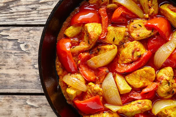 Pollo jalfrezi tradizionale Cultura indiana carne e verdura piccante Fotografia Stock