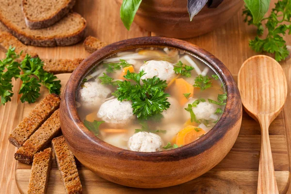 Soup with meatballs — Stock Photo, Image