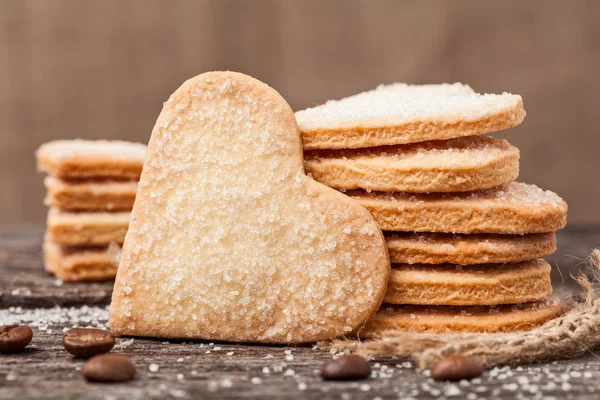 Stack of handmade heart shaped cookies gift for valentines day — Stock Photo, Image