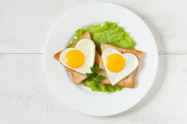 Concept of healthy breakfast - slices of wholewheat toast with t