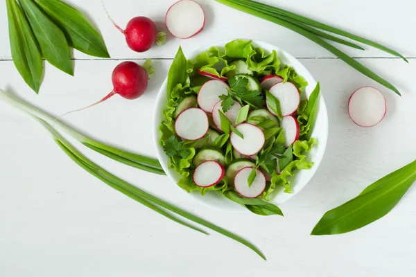 Ensalada saludable para la dieta de primavera con verduras crudas —  Fotos de Stock