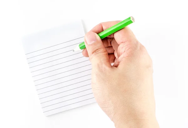 Hand holding green pencil Stock Image