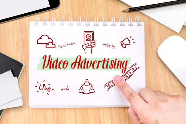 Hand pointing at Video Advertising