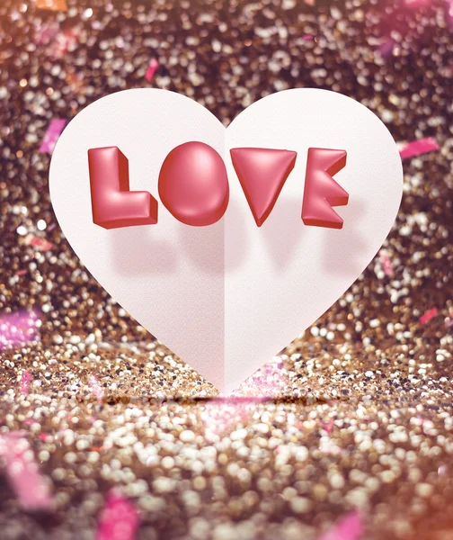 Pink 3d love and white paper heart — Stock Photo, Image