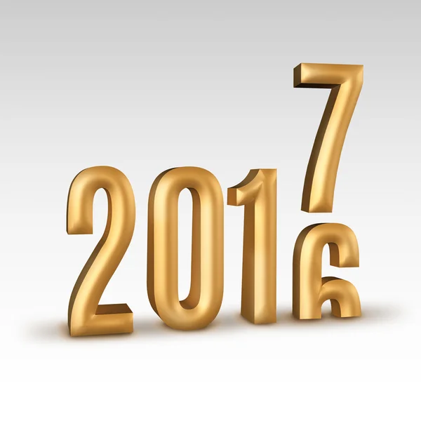 2016 рік Золотий номер року змінився на 2017 рік новий рік в білій студії р — стокове фото
