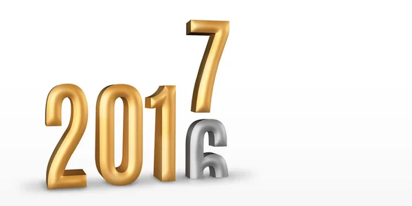 2016 número de ouro ano mudança para 2017 ano novo em estúdio branco ro — Fotografia de Stock