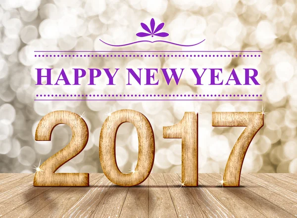 Happy new year 2017 wood number — Stock Photo, Image