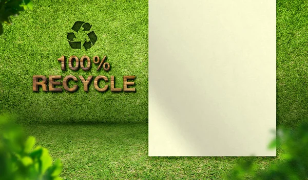 100% Reciclar palabra con papel en blanco — Foto de Stock