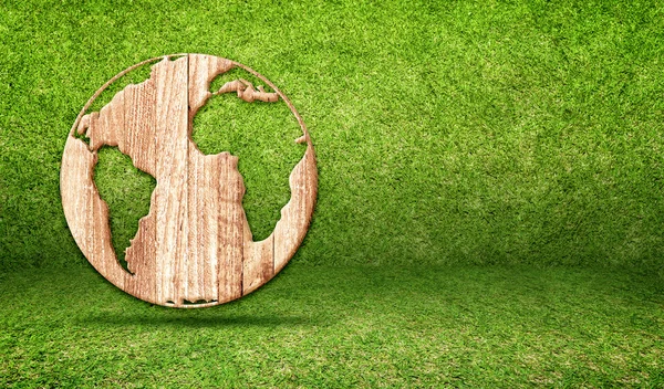 Mundo de madera globo icono — Foto de Stock