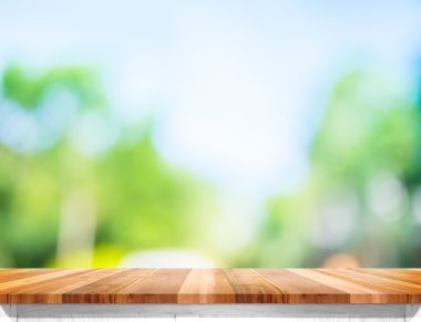 Boş kahverengi ahşap masa üstü 