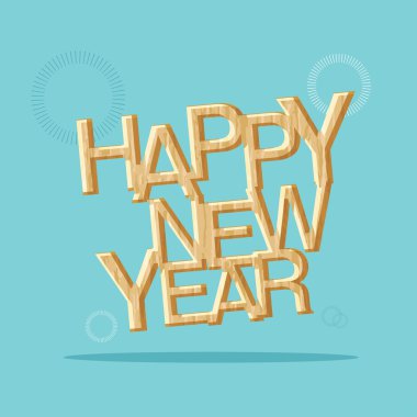 mutlu yeni yıl ahşap doku ile