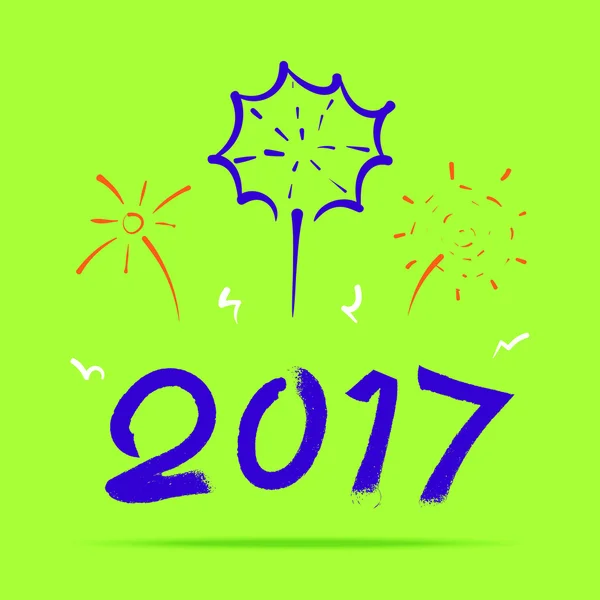 Vektor, 2017 Neujahr mit Feuerwerk — Stockvektor