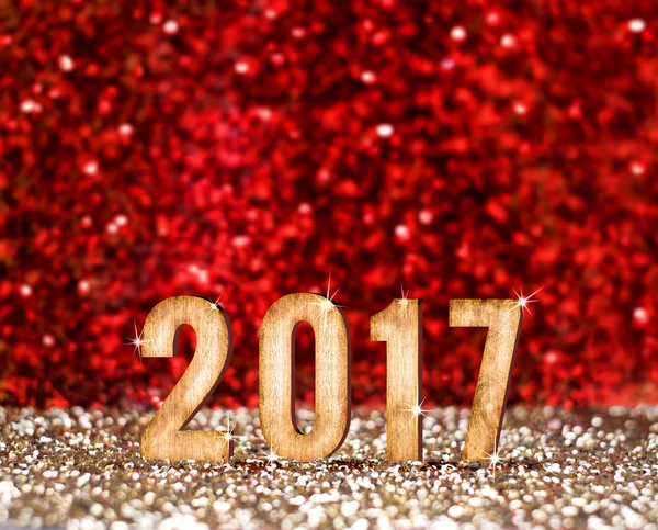 Feliz Año Nuevo 2017 en rojo y oro — Foto de Stock