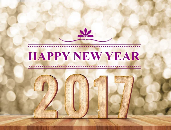 Happy new year 2017 wood number — Stock Photo, Image