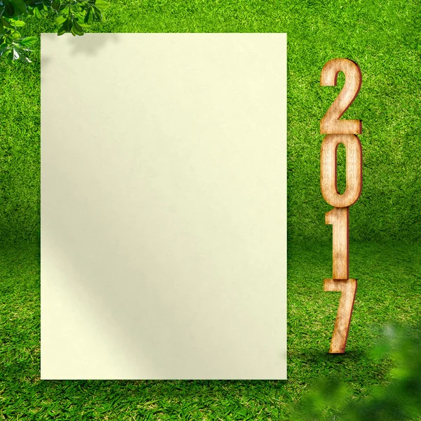 2017 Nieuwjaar en nota papier — Stockfoto