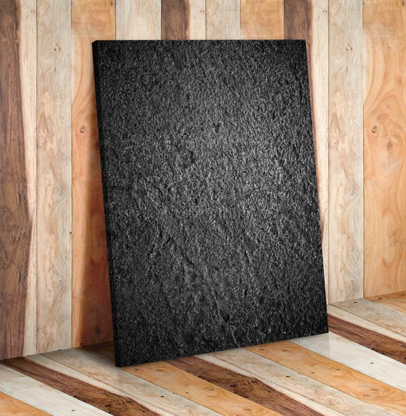 Leerer Steinblock auf Holzplanke — Stockfoto