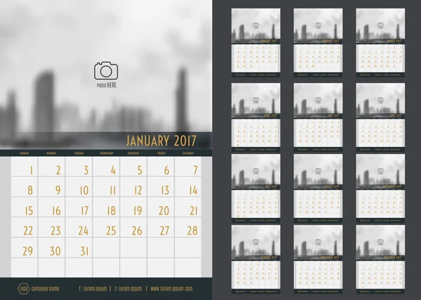 Vecteur du calendrier 2017 année — Image vectorielle