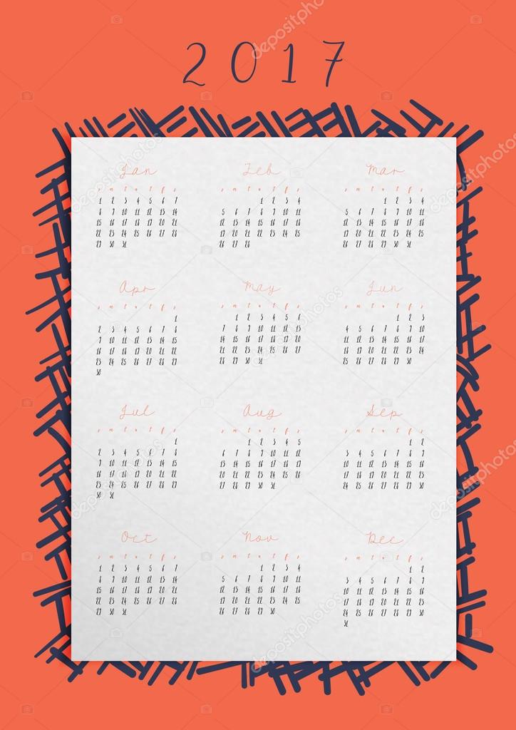 Vector Calendar of 2017 
