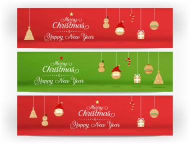 vektör, Kırmızı ve yeşil Merry noel ve mutlu yeni yıl ve simge