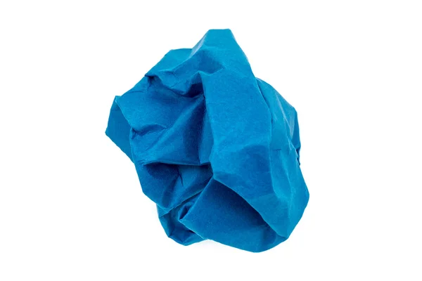 Azul marinho bola de papel enrugado isolado no fundo branco — Fotografia de Stock