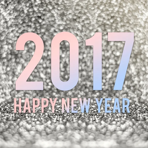 Happy new year 2017 in material color at silver sparkling glitt — Stock Photo, Image