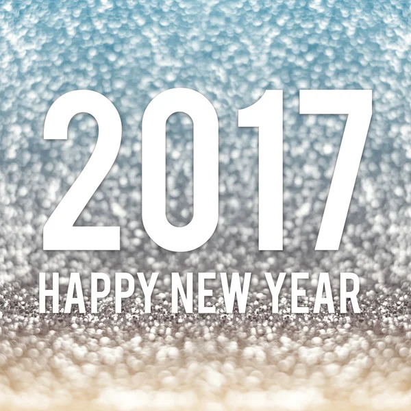 Happy new year 2017 in blue and gold sparkling glitter backgrou — Stock Photo, Image