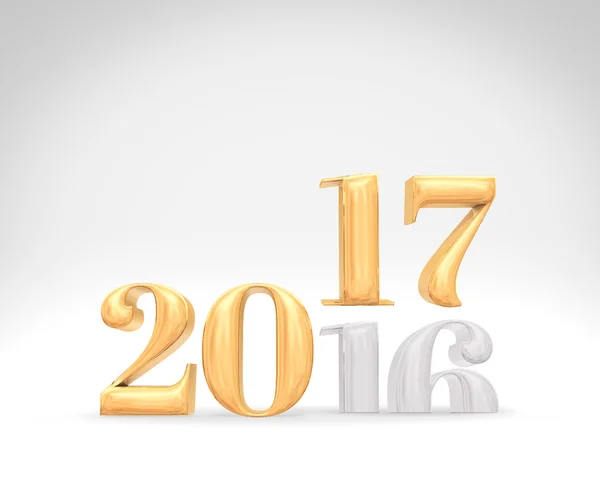 2016 cambio de año a 207 año nuevo número de oro (3d renderización) en — Foto de Stock