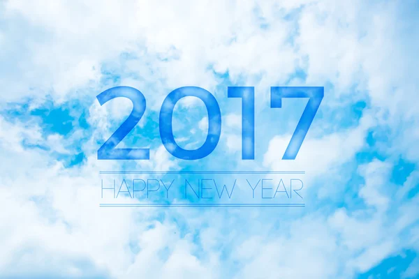 2017 Happy new year on nice blue sky with cloud,Holiday celebrat — Stock Photo, Image