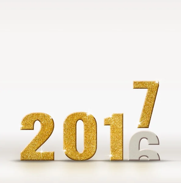 2017 Nieuwjaar gouden sprankelende glitter nummer wijzigt van 2016 y — Stockfoto