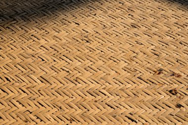 Perspective view of wicker mat with evening light from window clipart