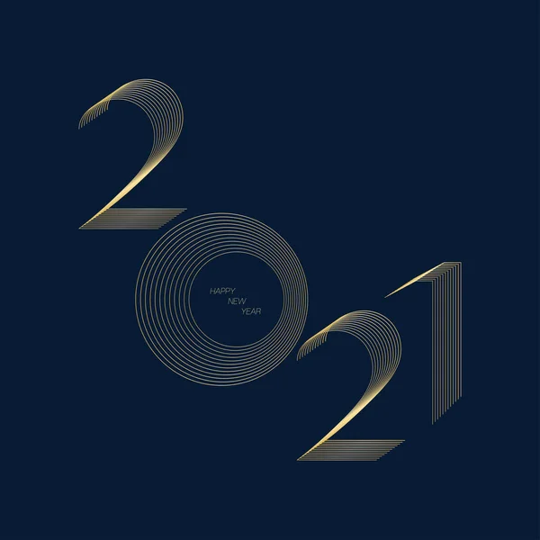 2021 Рік Щасливий Новорічний Номер Сучасному Стилі Суміші Золотим Кольором — стоковий вектор